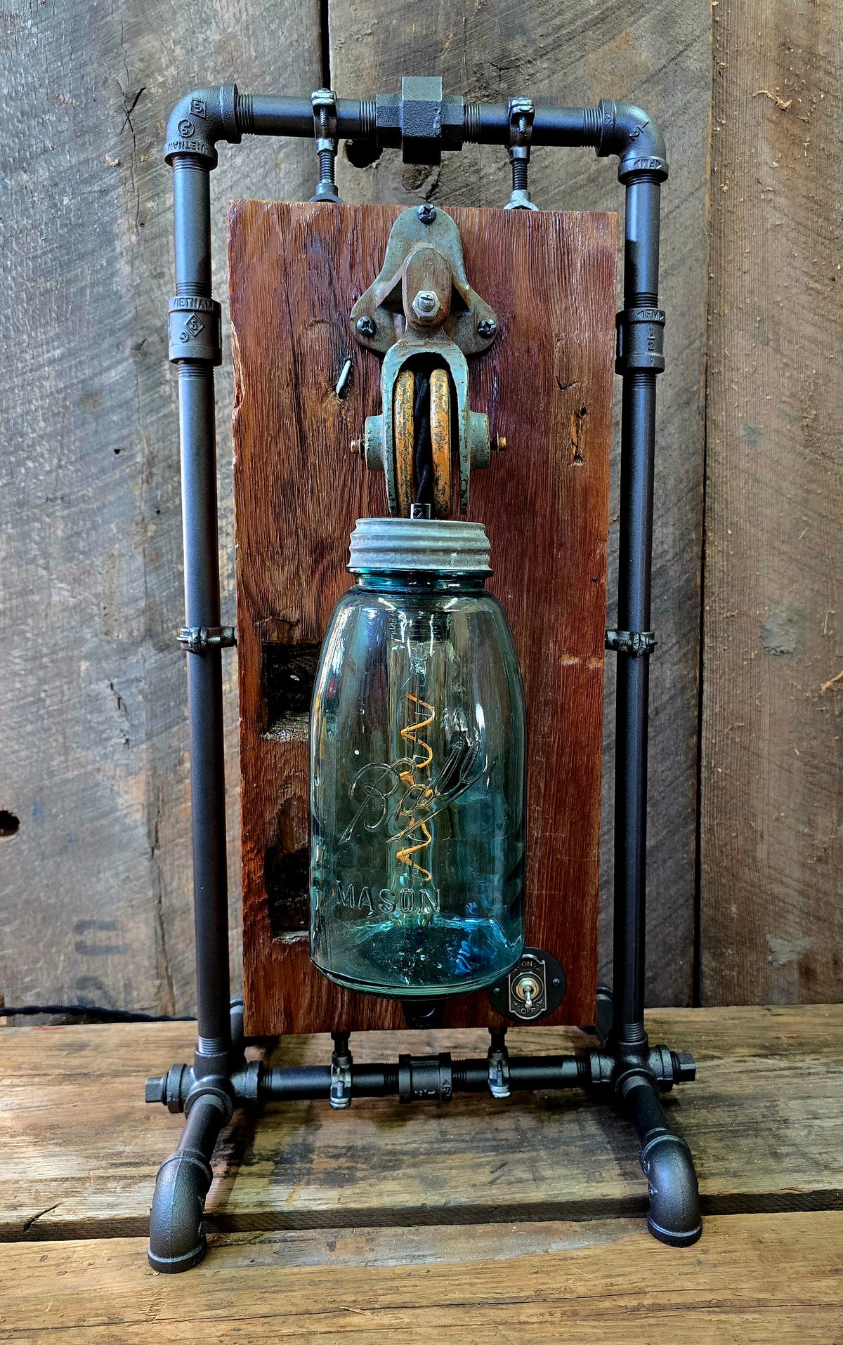 Ball Jar Pulley Lamp #52