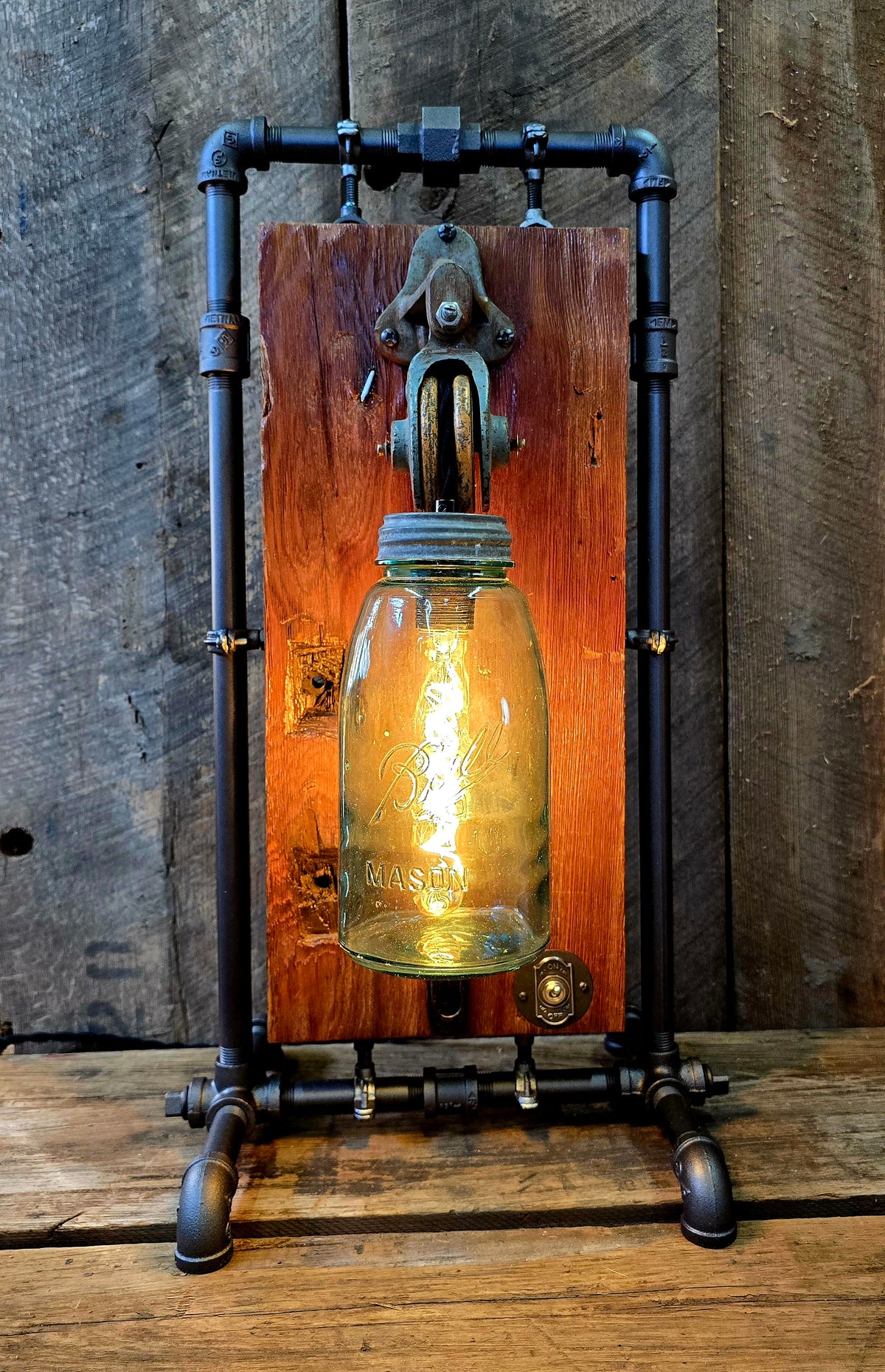 Ball Jar Pulley Lamp #52