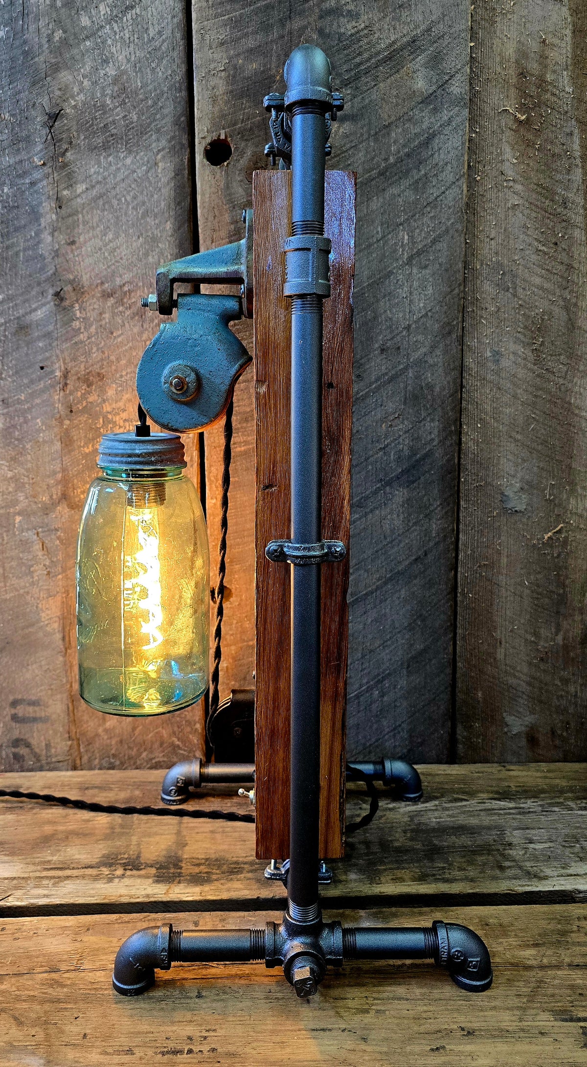 Ball Jar Pulley Lamp #52